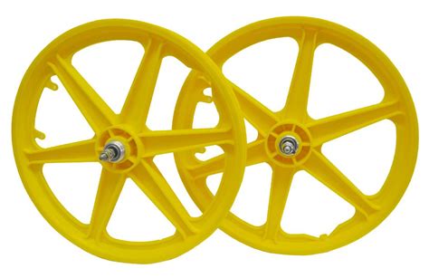 20 Bmx Mag Bike Wheels 6 Spoke Retro Nylon Freestyle Pair In 5 Colours