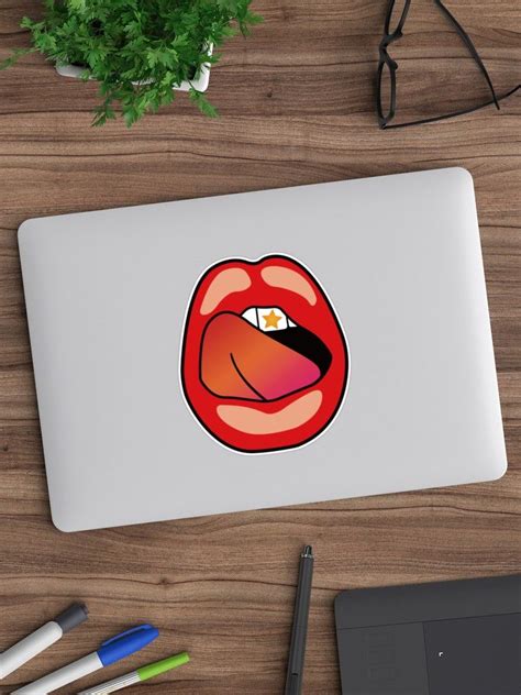 Runaway Steph Design Red Lick Mouth Classic T Shirt Sticker By