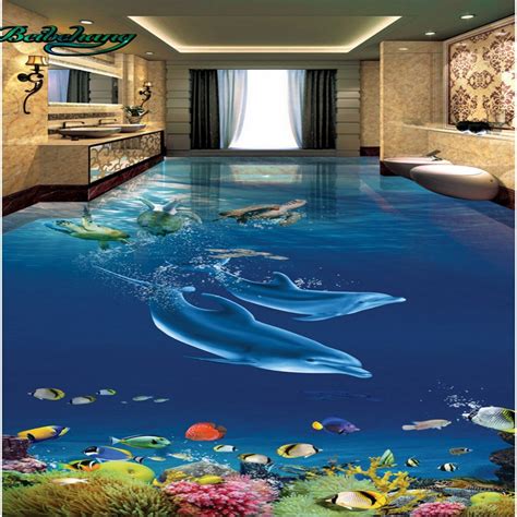 Beibehang Dolphins Turtle Underwater World 3d Stereo Bathroom Living