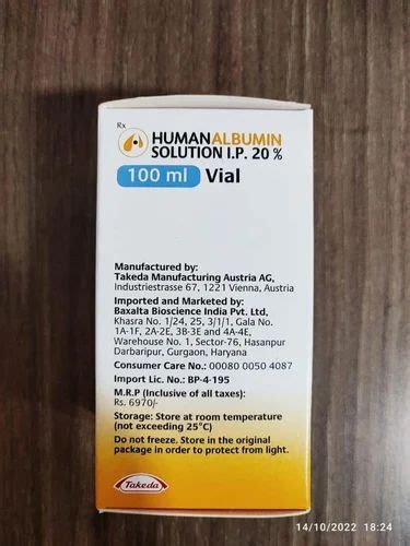 human albumin 20 100ml at rs 3900 bottle injection in chennai id 2851735736391