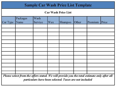 The people who came to wash my car were quick, convenient, and professional. Car Wash Price List Template | Sample Templates