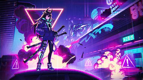 Get a great and stunning effect to improve your screen beauty. Katana Anime Girl Neon 4k, HD Anime, 4k Wallpapers, Images ...