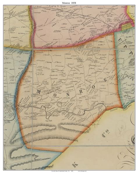 Monroe Township Pennsylvania 1858 Old Town Map Custom Print