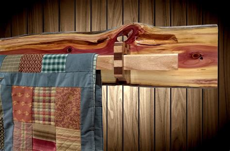 Rustic Hanging Wood Quilt Rack Wall Mount Live Edge Knotty Cedar Home