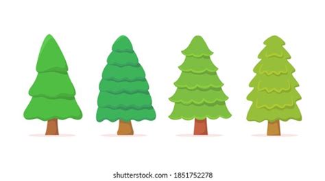 Fir Tree Set Collection Hand Drawn Stock Vector Royalty Free