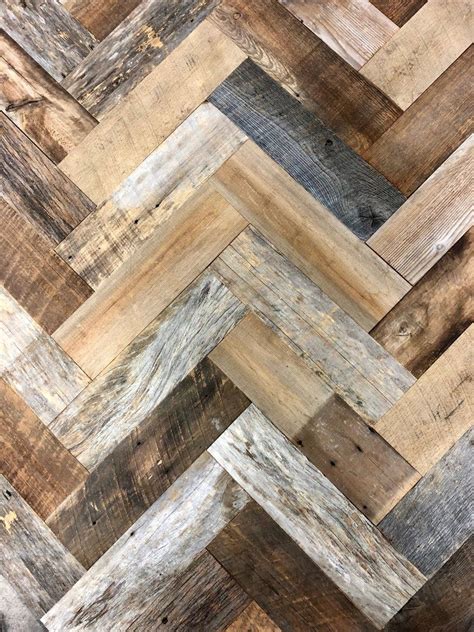 Ultra Thin Grey And Brown Herringbone Barn Wood Planks In