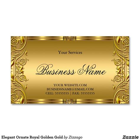Elegant Ornate Royal Golden Gold Business Card Zazzle Gold Business