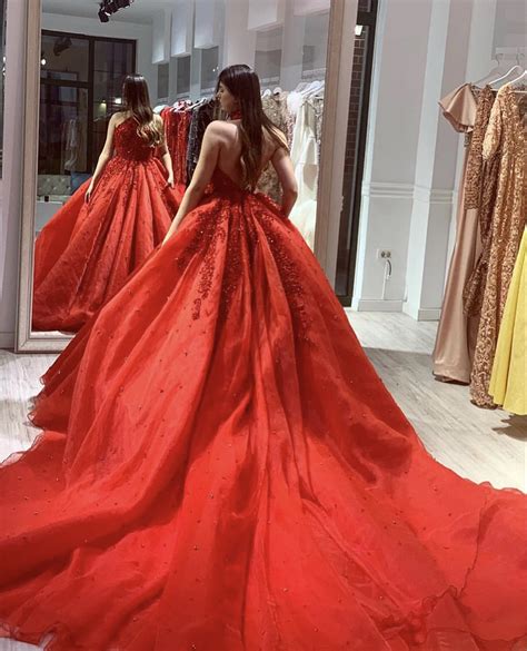 Customised Embellished Red Ball Gown Slaylebrity