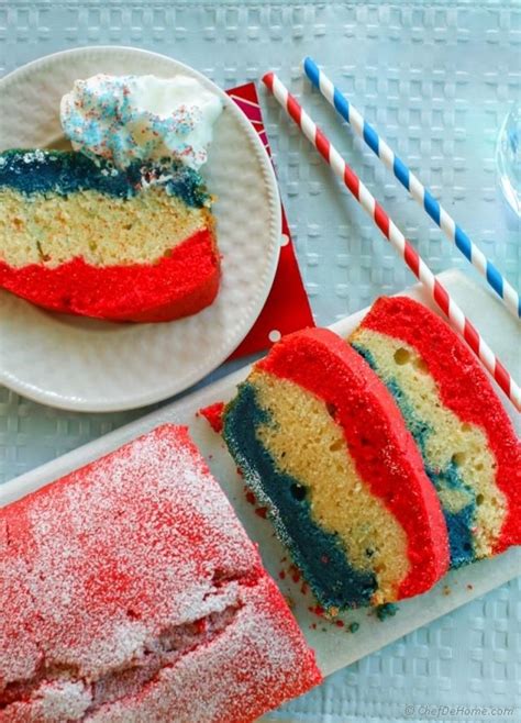 Patriotic Tri-Color Pound Cake Recipe | ChefDeHome.com | Cake recipes, Pound cake, Cake