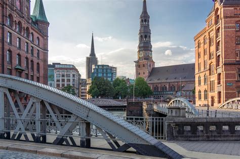 bridge, Church, Hamburg, Tower, Sky, Speicherstadt ...