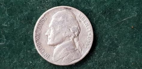 Thomas Jefferson 5 Cents 1943 Silver Coin Monticello Jefferson Wartime