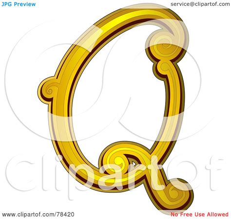 Royalty Free Rf Clipart Illustration Of An Elegant Gold Letter Q By