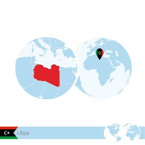 Premium Vector Libya On World Globe With Flag And Regional Map Of