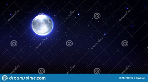 Realistic Moon In Space With Stars Transparency Stock Vector