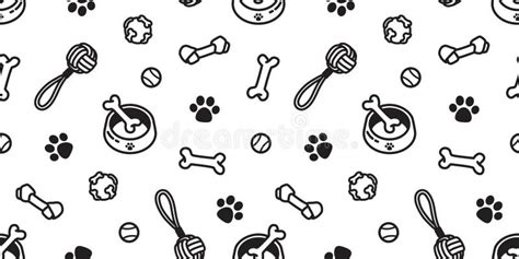 Dog Seamless Pattern Vector Toy Puppy Dog Paw Wallpaper Background
