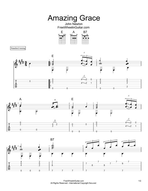 I once was lost, but now am found, was blind but now i see. Amazing Grace - Tab & Sheet Music | FreeWheelinGuitar.com