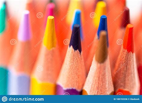 Sharpened Color Pencils Pointing Up Macro Stock Photo Image Of