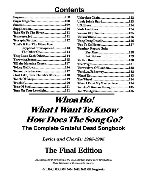 The Complete Grateful Dead Songbook The Final Edition Gd Songbooks