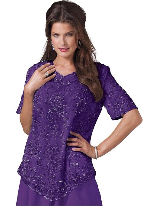 Roamans Womens Plus Size Sequin Beaded Top At Amazon Womens Clothing