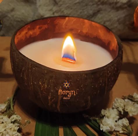 Buy Floryn Decor Coconut Shell Wood Wick Candle Eco Friendly Candle
