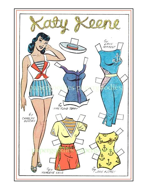 3047 Nautical Katy Paper Dolls 2 Pages Restored Mid 50s