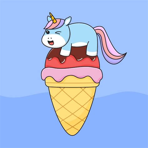 Premium Vector Cute Unicorn On Ice Cream