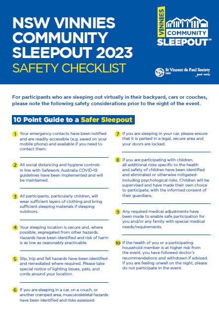 Nsw Vinnies Community Sleepout Resources Nsw