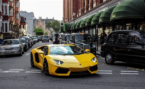 Wallpaper London Street Road Yellow Lamborghini