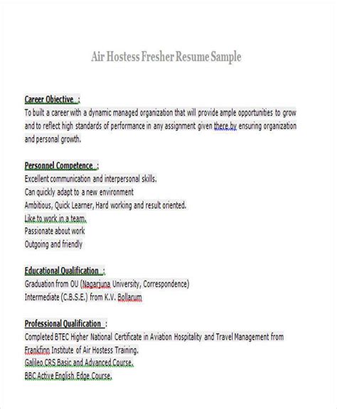 But that probably doesn't make the thought of creating a cv for your cabin crew application any less daunting. Air Hostess Cv Sample | HQ Template Documents
