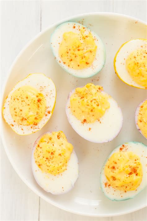 Naturally Dyed Classically Deviled Eggs