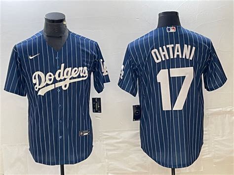 Mens Los Angeles Dodgers 17 Shohei Ohtani Navy Cool Base With Patch