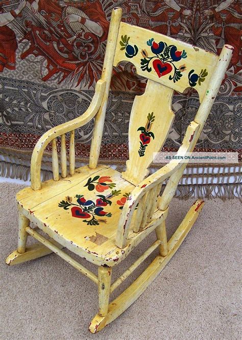 Check spelling or type a new query. Vintage Childrens Rocking Chair - Flowers Hand Painted ...