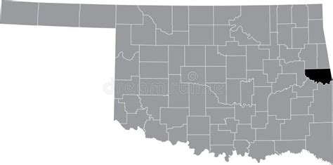 Location Map Of The Sequoyah County Of Oklahoma Usa Stock Vector