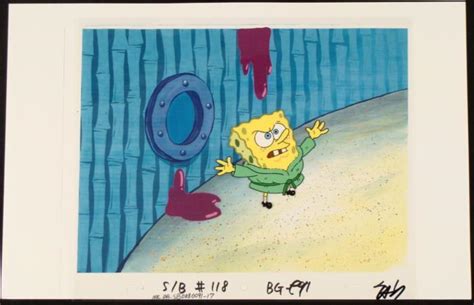 Original Spongebob Animation Cel Background Arms Out