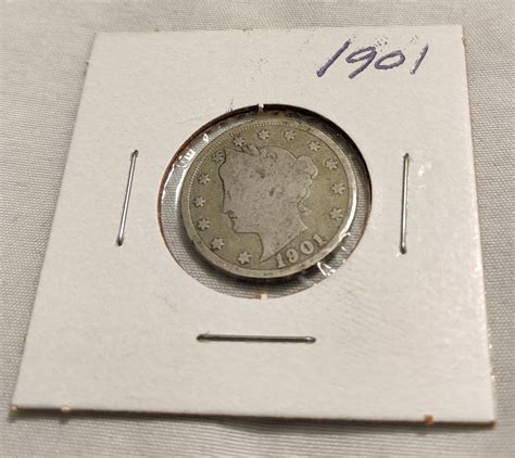 1901 United States America Liberty Head V Nickel Coin 5 Cents For
