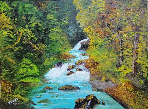 Stream In The Woods Painting By Shirish Deshpande Fine Art America