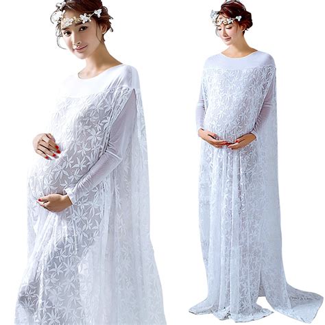 Maternity Gown Lace Dresses White Maternity Photography Props Dress Pregnant Women Pregnancy