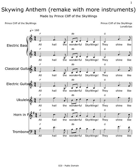 Skywing Anthem Remake With More Instruments Sheet Music For