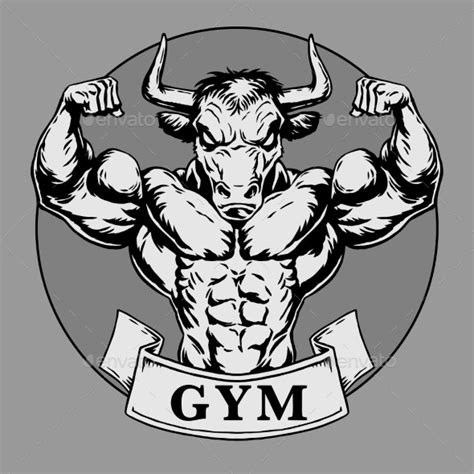 Bodybuilder Muscle Bull Strong By Yojinka Graphicriver