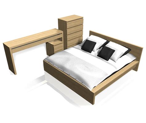 Ercol rimini wooden bed frame. ikea malm bedroom furniture 3d c4d