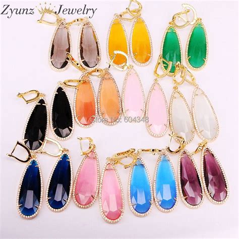 5Pairs Luxury Gold Electroplated Cat Eyes Teardrop Drop Earrings With