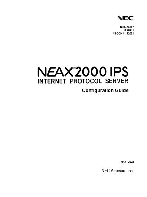 Neax 2000 Ips Configuration Guide 2434710w Pdf Voice Over Ip