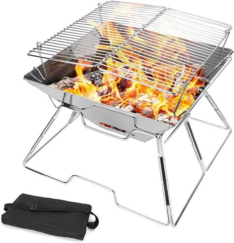 Odoland Folding Campfire Grill Camping Fire Pit Outdoor Wood Stove
