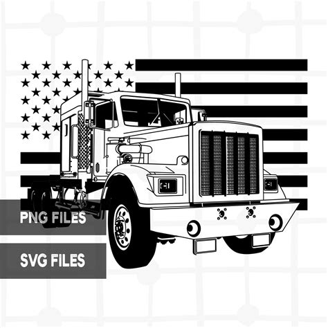 Semi Truck American Flag Svg Png Files Clipart Driver Tractor Etsy