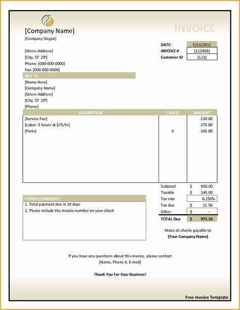 Free Consulting Invoice Template Word Of 5 Bill Format In Word File