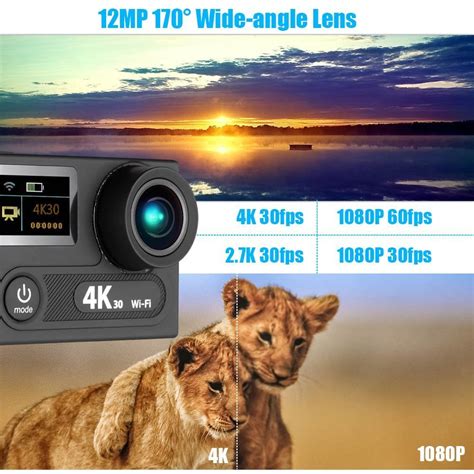 Andoer® Wifi Sports Action Camera 4k 30fps 1080p 60fps 2inch Dual Lcd Screen 360 Vr Play 12mp