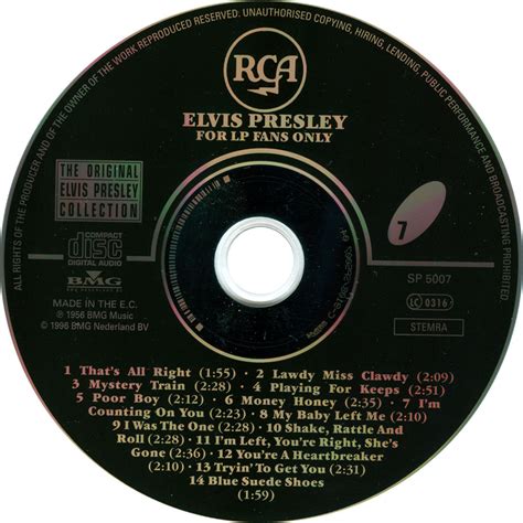 Car Tula Cd De Elvis Presley For Lp Fans Only Portada