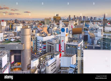 Tokyo Japan City Skyline Over Shibuya Ward At Dusk Stock Photo Alamy
