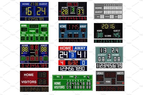 Scoreboard Time And Clock Technology Illustrations ~ Creative Market