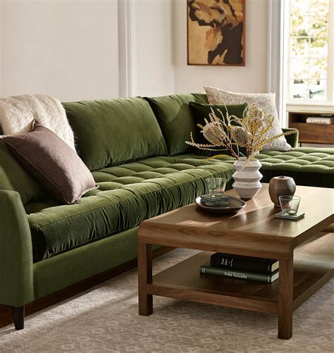 Hastings Sectional Sofa Right Chaise Rejuvenation Green Sofa
